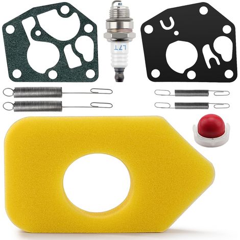 8 Pièces Kit D'Entretien Pour Tondeuse, Bougies D'Allumage L7T, Pompe D'Amorçage 694394, Ressorts Régulateur 692211 691859, 698369 Filtre À Air En Mousse, Carburateur Diaphragme (1/5)
