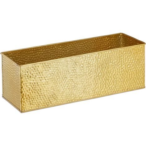 Fioriera rettangolare decorativa per interni 13,5 x 40 x 12,5 cm in ferro zincato grigio martellato 130005661