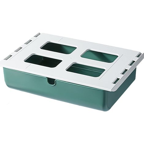 Boîte De Rangement Sous Bureau - Boîte À Tiroir Caché Pour Bureau - Polyvalente - Plastique - 33 x 23,5 x 8,5 cm - 2 Pièces (1/5)