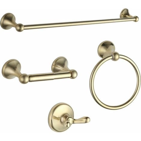 Set di accessori per il bagno, nichel spazzolato, portasciugamani regolabile ed estensibile, set di accessori per il bagno da 4 pezzi, montaggio a parete D (1/5)