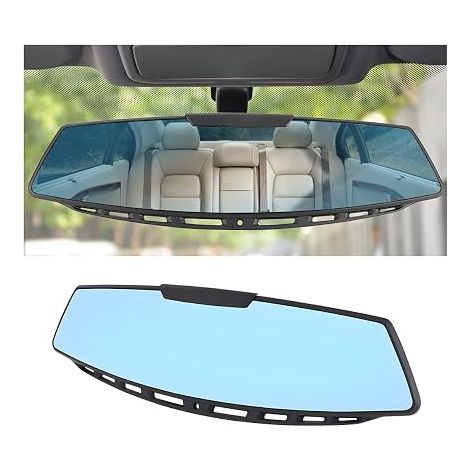 Panoramic Car Interior Mirror, Clip On Wide Angle To Effectively Reduce Blind Spot For Cars (Blue) (1/5)