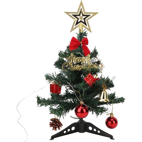 Arbre de Noël LED de Table 30 cm pour Décoration Maison, Mini Sapin Artificiel Lumineux avec Guirlande Dorée (1/5)