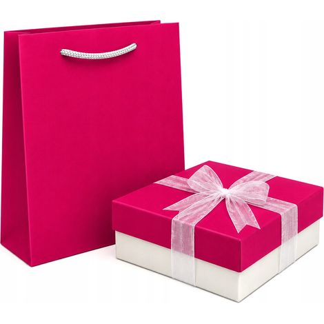 Set regalo rosa con scatola grande e sacchetto portagioie REGALO (1/5)