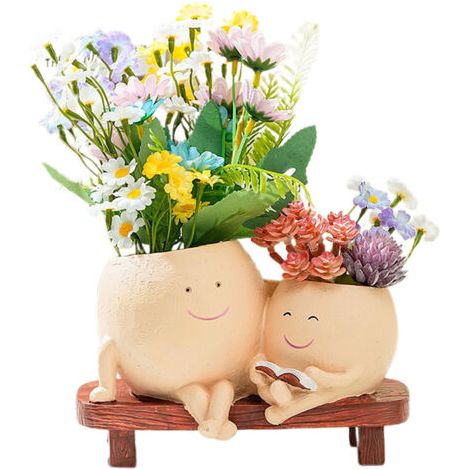 [Mini Pot] Succulent Smiling Face Pot, Craft Ornament, Swing Hanging Pot [Khaki 18.210.912 cm] (1/4)