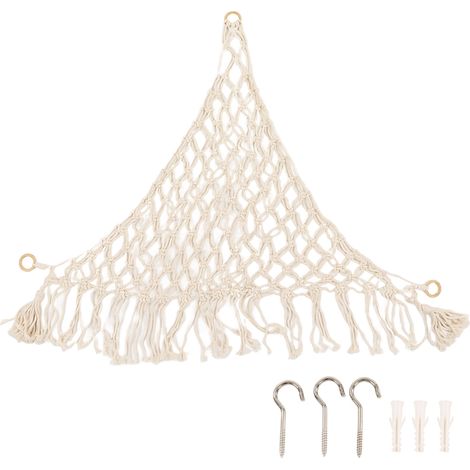 Sac en filet de corde de coton tissé à la main pour hamac à jouets, rangement triangulaire pour peluches, balançoire, hamac à jouets, hamac style 1 (1/5)