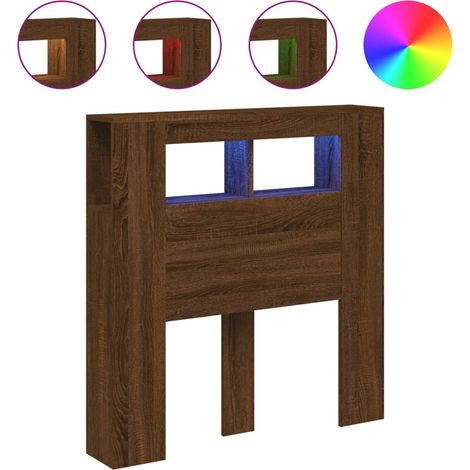Maison Exclusive - Cabecero LED madera ingeniería roble marrón 10