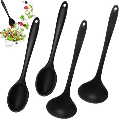Set of 4 Long Handle Silicone Ladles, Silicone Kitchen Spoons (1/5)