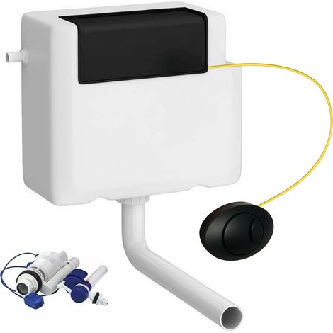 Dual Flush Concealed Cable Cistern with Matt Black Push Button (1/3)