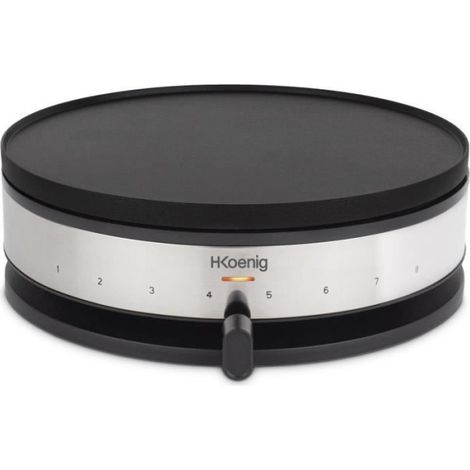 Crepiere Electrique HKoeNIG - KREP56 - Plaque réversible amovible - Surface de cuisson 33 cm - 1500W - Noir/Acier (1/5)
