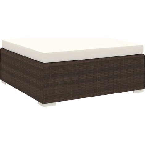 Modular-Fußhocker 1 Stk. + Auflagen Poly Rattan Braun