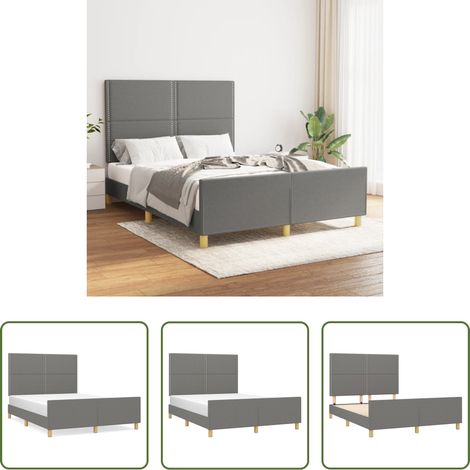 Kopfteil - Bettgestell ohne Matratze Dunkelgrau 140x190 cm Stoff (1/5)