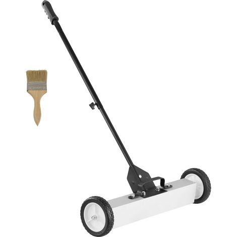 Balai magnétique roulant de 22,7 kg avec roues, balai à pousser magnétique, grand balai à gazon magnétique de 74 cm avec poignée télescopique, nettoyage facile de l'atelier, du garage et du jardin (1/5)