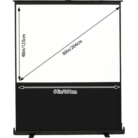Pantalla de proyector, soporte de suelo, ángulo de visión amplio de 120°, 1,64 x 1,23 m (1/2)