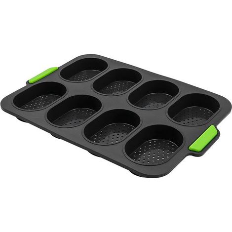 Solidchoice，Molde de silicona para hornear，Para hornear baguettes，Distribución perfecta del calor，8 compartimentos，34 x 24 cm (1/5)
