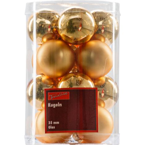 TrendLine Christbaumkugeln 16 Kugeln Ø 3,5 cm Gold Weihnachtskugeln Weihnachten
