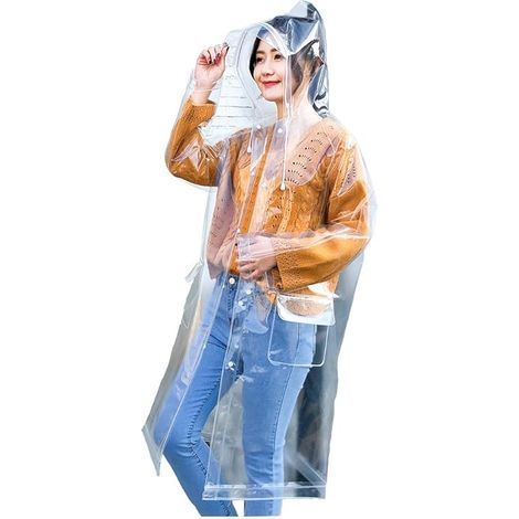 Imperméable long transparent, imperméable en EVA imperméable avec capuche pour femmes et hommes