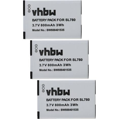 vhbw 3x Akku kompatibel mit Auerswald COMfortel M-520, M-720, M-710 schnurlos Festnetz Telefon (800 mAh, 3,7 V, Li-Ion)