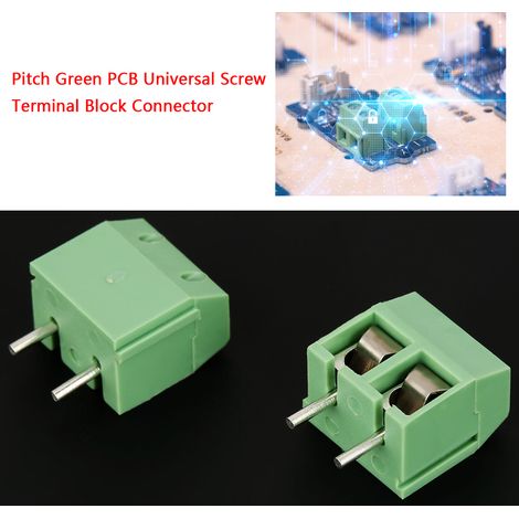 Lot de 50 connecteurs de bornier à vis universel PCB vert, pas de 5mm, 2 broches (1/5)