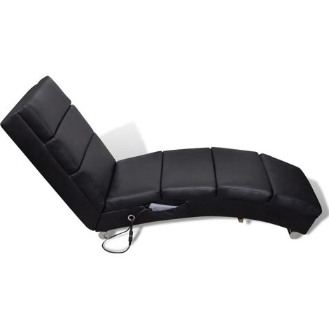 Chaise longue Transat Bain de soleil de massage Noir Similicuir (1/5)