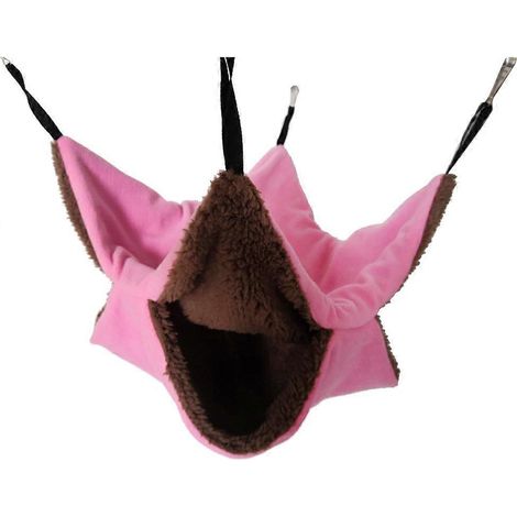 Nid d'oiseau double couche suspendu en forme de hamac, jouet pour perroquet, perruche, calopsitte, perroquet gris du Gabon, pinson, hamster, rat, gerbille, chinchilla (rose) (1/5)