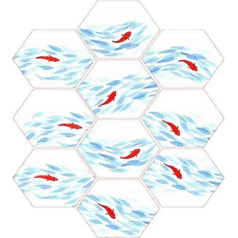 10 autocollants hexagonaux mosaïques pour carrelage de cuisine/salle de bain-B