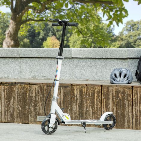 Kinderroller für Kinder von 3 bis 8 Jahren, faltbarer 2-Rad-Roller mit LED-beleuchteten Rädern, 4-fach höhenverstellbar, weiß