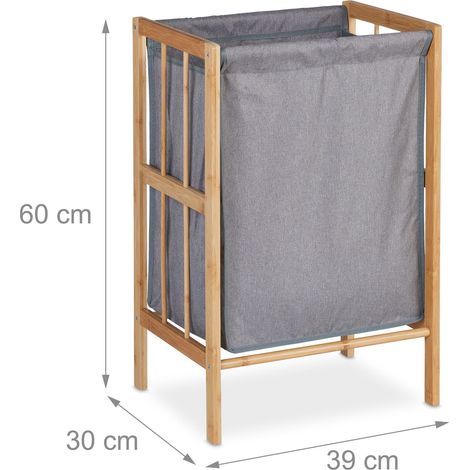 Mobile porta biancheria moderno pratico per bagno 30 l in bambù naturale 130013941