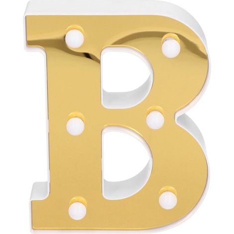 Lampe en forme de B dorée, alphabet anglais innovant, idéale pour la décoration de la maison, des bars, des clubs et des fêtes (blanc chaud). (1/5)