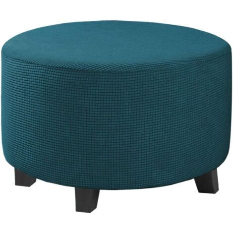 Housse De Pouf Rond En Jacquard Extensible - Protection Meuble Antidérapante - Pour Salon Et Chambre - Taille Petite (1/5)