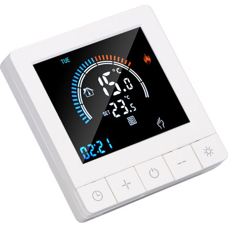Programmierbarer Smart-Thermostat für elektrische Heizung, digitaler Regler mit LCD-Display für Privathaushalte und Hotels, Wechselstrom 90–240 V, 16 A, Standardausführung (1/5)