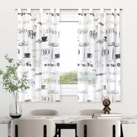 Lot de 2 rideaux de cuisine transparents imprimés pour fenêtre, cadre de porte, 100 x 140 cm (1/5)