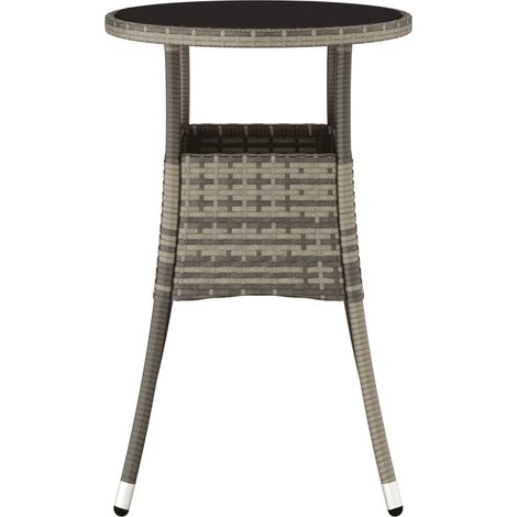 Table de jardin Table d'appoint, Table de Balcon, Ø60x75 cm Verre trempé/résine tressée Gris OIB1802E (1/4)