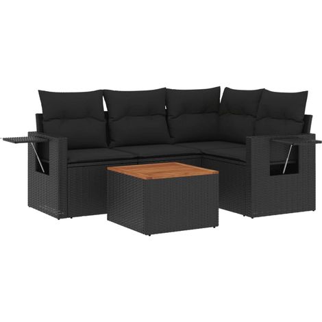 Maison Exclusive - Set de muebles de jardín 5 pzas y cojines ratá (1/5)