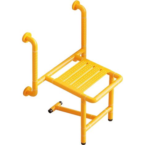 Asiento de ducha plegable, de acero inoxidable, 56 cm de ancho, soporta hasta 136 kg, se monta en la pared, superficie antideslizante. (1/5)