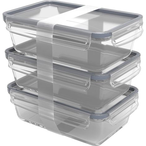 Rotho Kühlschrankdose Glas CLIC & LOCK 1,3 L, 3er Set Vorratsdose (1/3)