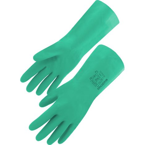 Gants Nitrile Chimiques Singer Safety NIT1538 - Protection Type A EN 374 - Interieur Coton Floque - 330mm - Taille 10 (1/2)
