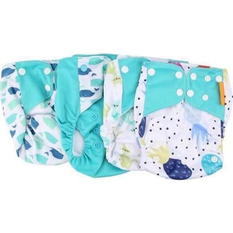 Couvre-couche en tissu pour bb 4 pices ensemble couverture de couche-culotte en tissrutilisableu bb lavable (1/3)