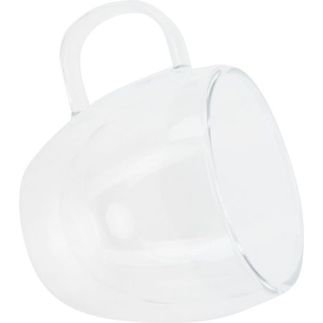 Mug à double paroi, cylindrique, transparent, résistant à la chaleur, convient aux boissons, café, lait, 150 ml. (1/5)