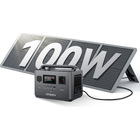 Station d'énergie portable - AFERIY - 256Wh (400W) - Panneau solaire 100W pliable - Batterie LiFePO4 - Onduleur 400W/UPS