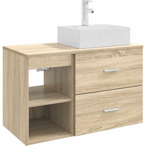 Bathroom Furniture Set 2 pcs Sonoma Oak Engineered Wood vidaXL