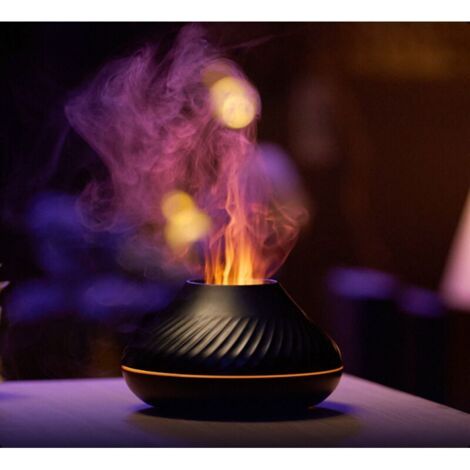BUNTHAUS (Black) Flame Aroma Diffuseur d'huiles essentielles humidificateur 7 Couleurs de Flamme, pour la Maison, la Chambre, Le Yoga, Le Bureau, avec Protection d'arrêt Automatique sans Eau (1/5)