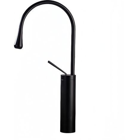 Rubinetto per lavabo, miscelatore monocomando per bagno, miscelatore per acqua calda e fredda (girevole a 360°), rubinetto per lavabo (Colore: Nero, Modello corto) (1/3)