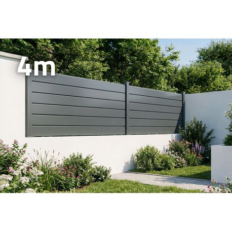 Clôture Aluminium Persienne 4m VANO H.90cm gris (1/5)