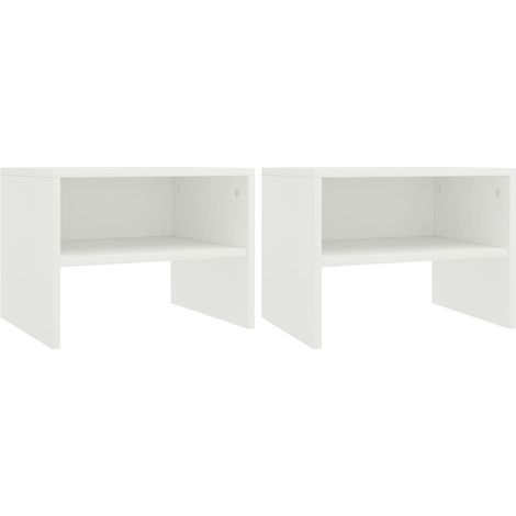 Juego de 2 mesitas de noche con estante 40 x 30 x 30 cm madera contrachapada blanca DEC034886
