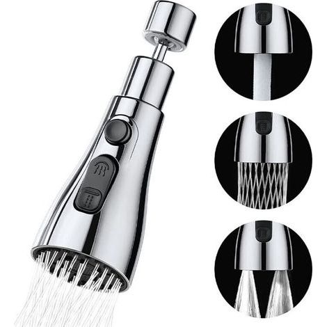 Rociador extraíble para grifo de cocina de 3 modos - Boquilla giratoria de 360 grados para grifo de cocina, cabezal de grifo, rociador extraíble para grifo mezclador de fregadero, extensión para grifo (1/5)