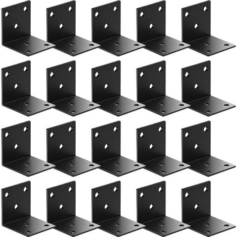 Lot de 20 équerres d'angle en métal renforcé avec vis pour étagères, cadre de table, stabilisation de meubles (1/4)