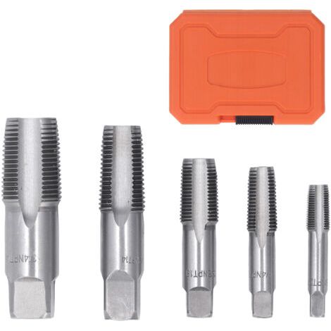 Ensemble de robinets de tuyaux NPT, 5 pièces, tailles incluses, 3/4, 1/2, 3/8, 1/4, 1/8 pouces, filetage en acier au carbone, plomberie avec étui de rangement (1/5)
