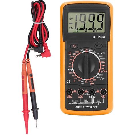 Multimètre numérique intelligent avec écran LCD, testeur de circuits multifonctionnel pour usage domestique, orange