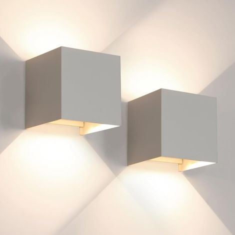 Lot de 2 Applique Murale LED Extérieure et Intérieure, Luminaire Moderne Up Down pour Chambre et Salon(Gris Sable,6W,Lumière Neutre 4000K) (1/5)