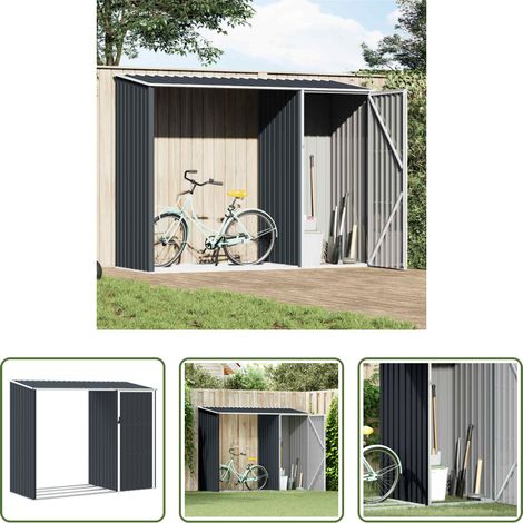 Abri de jardin 2 en 1 - Abri à bois de jardin Anthracite 245x98x159 cm Acier galvanisé (1/5)